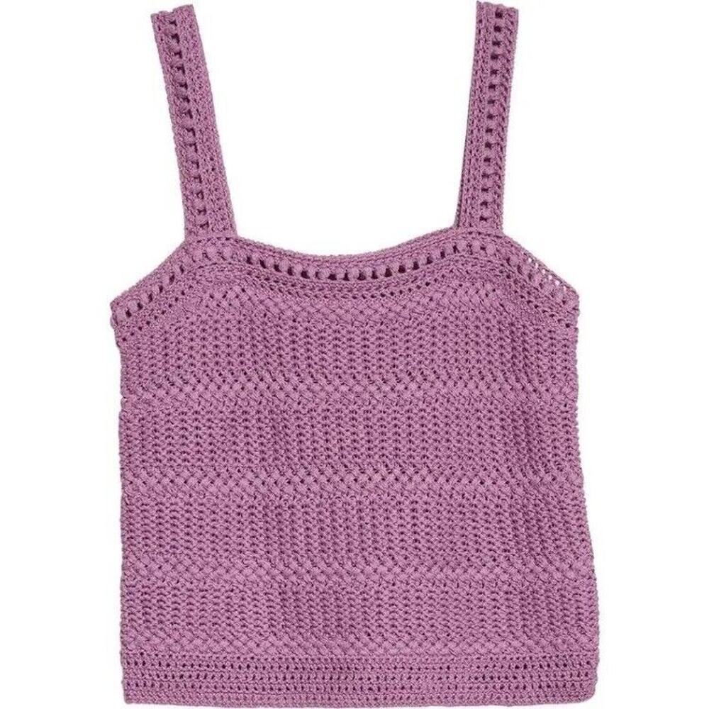 Vince Lavender Crochet Square-Neck Tank - Picture 4 of 10